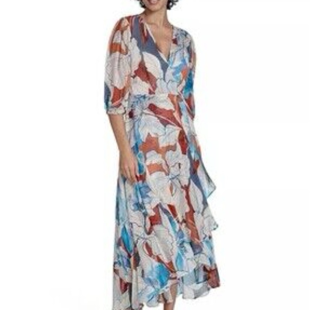 Calvin Klein White Multicolor Abstract Midi Dress